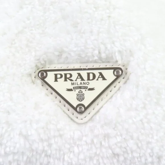 Prada 1 Bg130 Spugna Polyester Cowhide Triangle Logo Soft Terry Leta Ring Logo - Picture 10 of 12